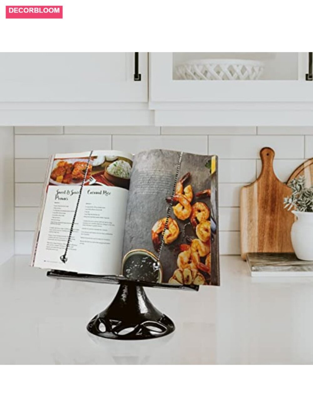 Industrial Cast Iron Cookbook Stand, Heavy Duty Recipe Book Holder for Kitchen - Picture 3 of 5